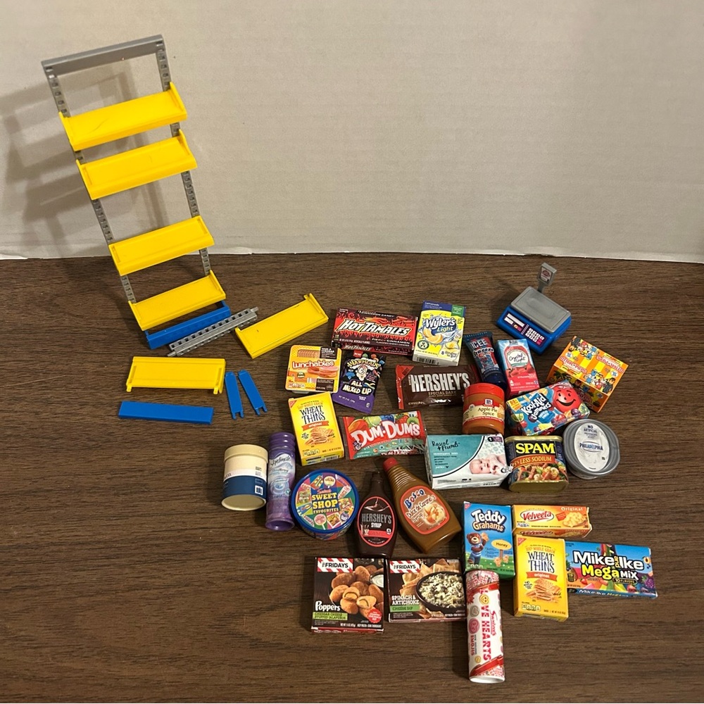 Zuru Mini Brands Assorted Lot of 27 Food, Toys, Grocery Miniatures Plus Shelves - Picture 1 of 6